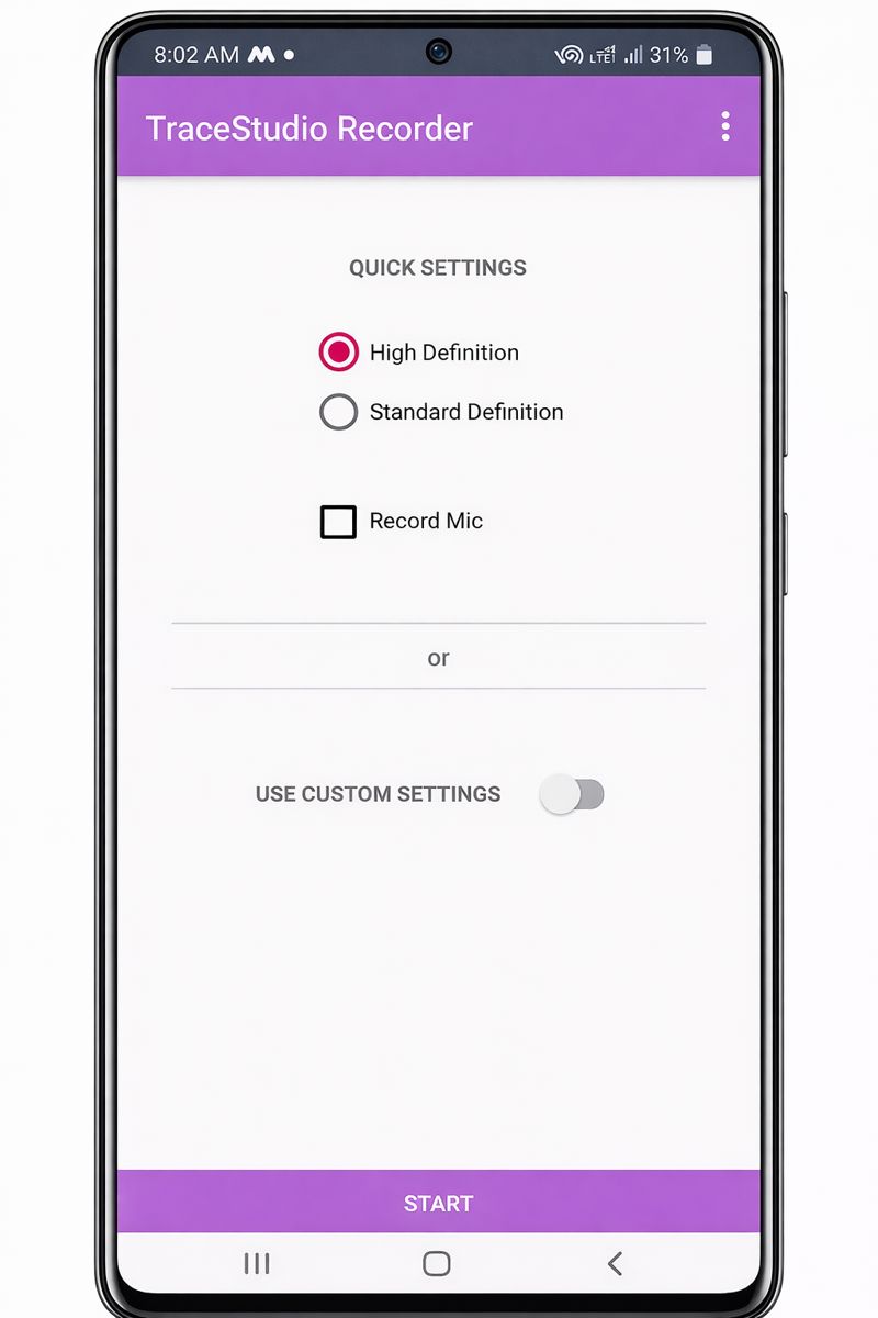 TraceStudioRecorder - Recording Interface